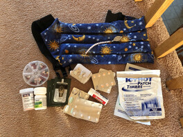 Medications laid out for packing