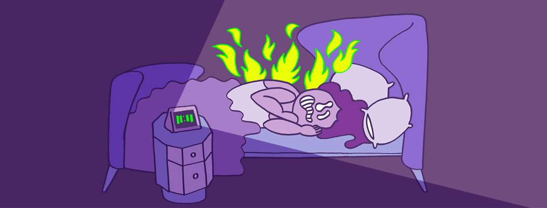 A woman in bed experiencing a flare up