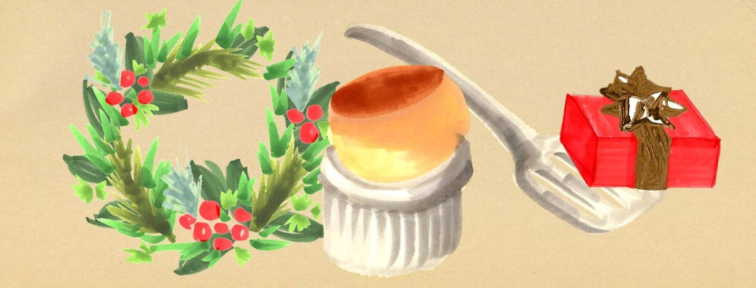 a soufflé with holiday decorations