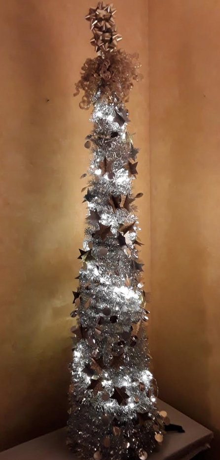 A small silver christmas tree