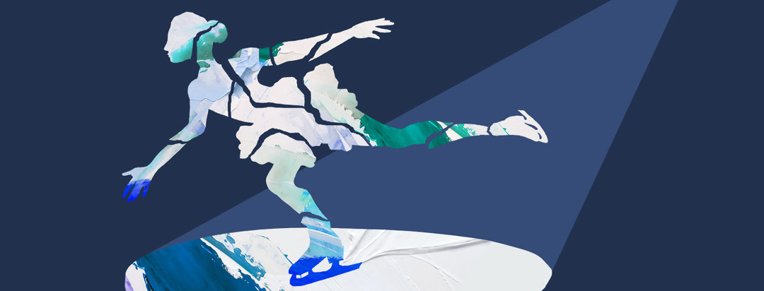 ice skater filled with a cracked paint pattern