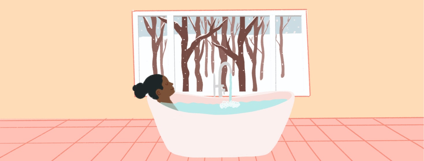 a woman sitting in a bath